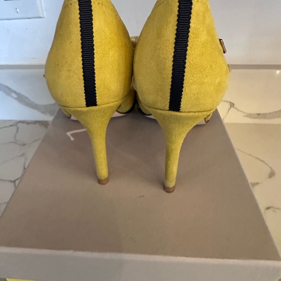 Boden Tisha High Heel Black/White Polka Dot W/ Yellow Suede Size 39 Eu Sz 9 US - Picture 9 of 11